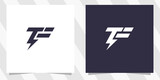 letter tf ft with thunder bolt logo design