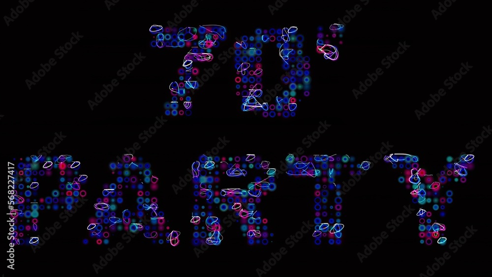70's party led text over black