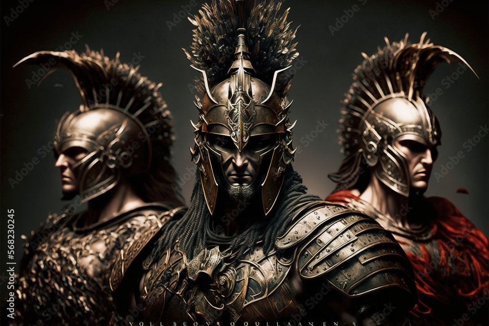 Roman Soldiers in medieval historic fantasy armor, generative ai
