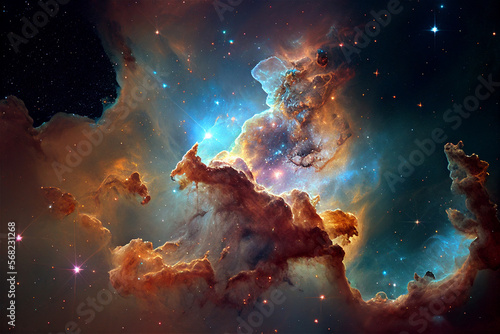 Nebula Stars space colorful galaxy illustration Generative Ai