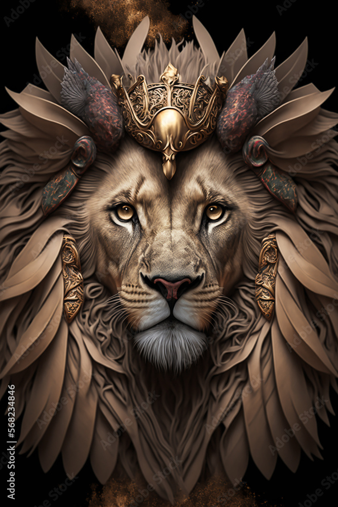 head of lion, zodiac sign generative ai