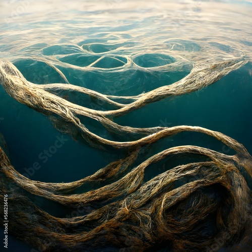 Tableau sur toile entangled umbilical chords oceanic water wavy texture realistic