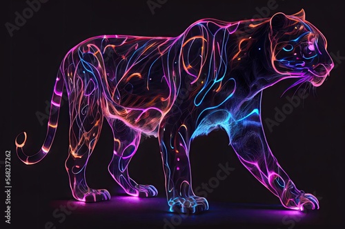 Colorful Panther Multi Color Style Generative AI