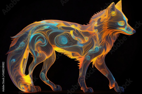 Fox Orange Multi Color Style Color Generative AI