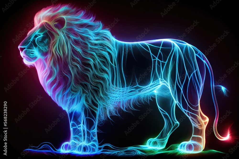 Lion Standing Multi Color Style Generative AI Lion Standing Multi Color Style Generative AI