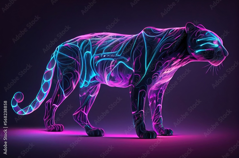 Purple Panther Multi Color Style Generative AI