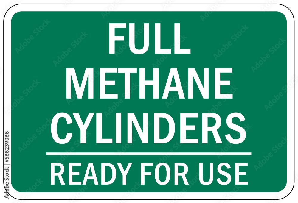 Methane warning chemical sign and labels full methane cylinders ready for use