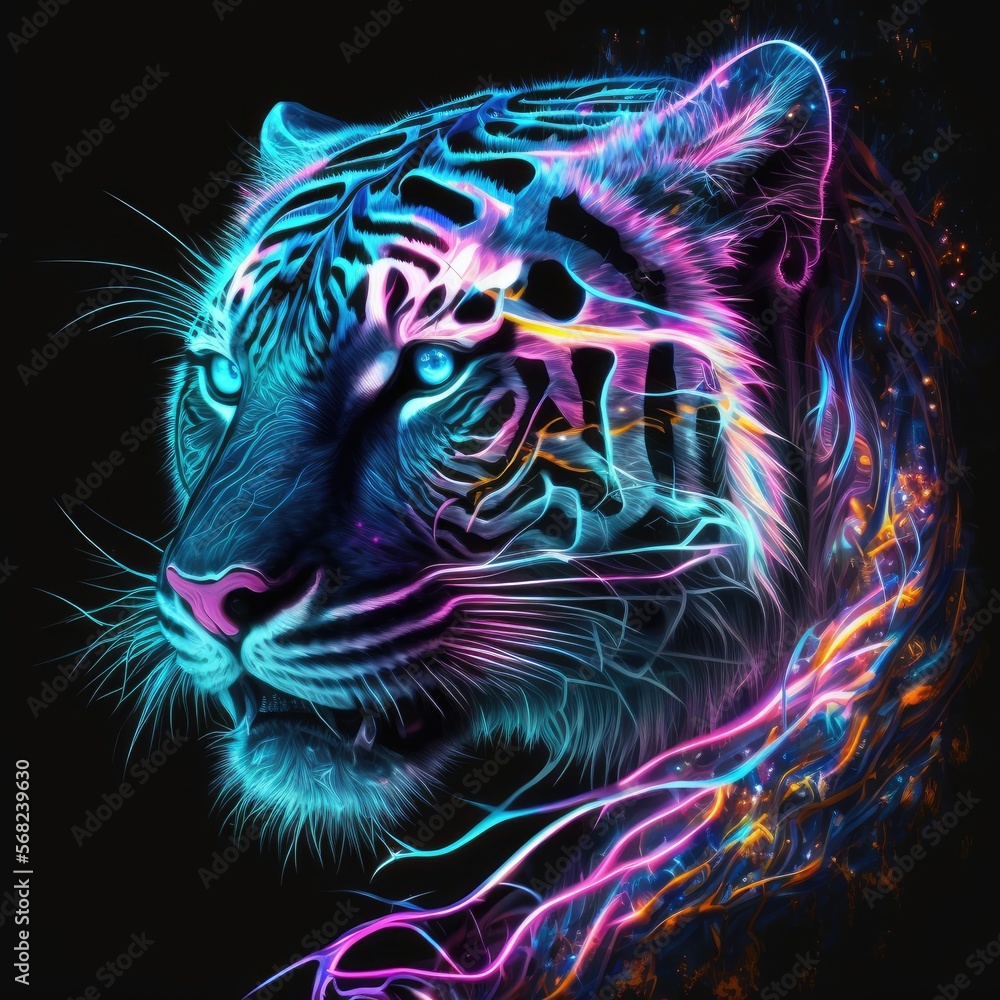 Fototapeta Tiger Multi Color Style Generative AI