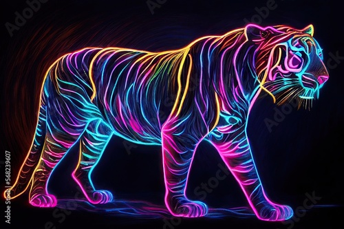 Tiger Multi Color Style Heavily Colorized Generative AI