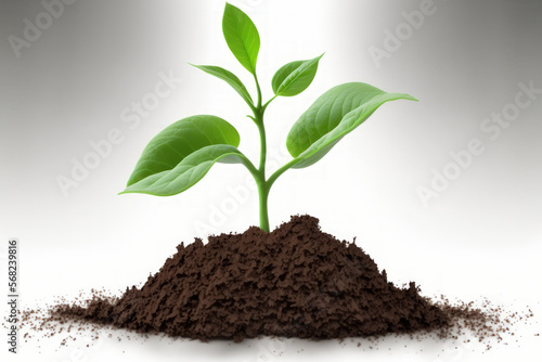 Wallpaper Mural a green sprout emerging from the ground is depicted on a white background. Generative AI Torontodigital.ca