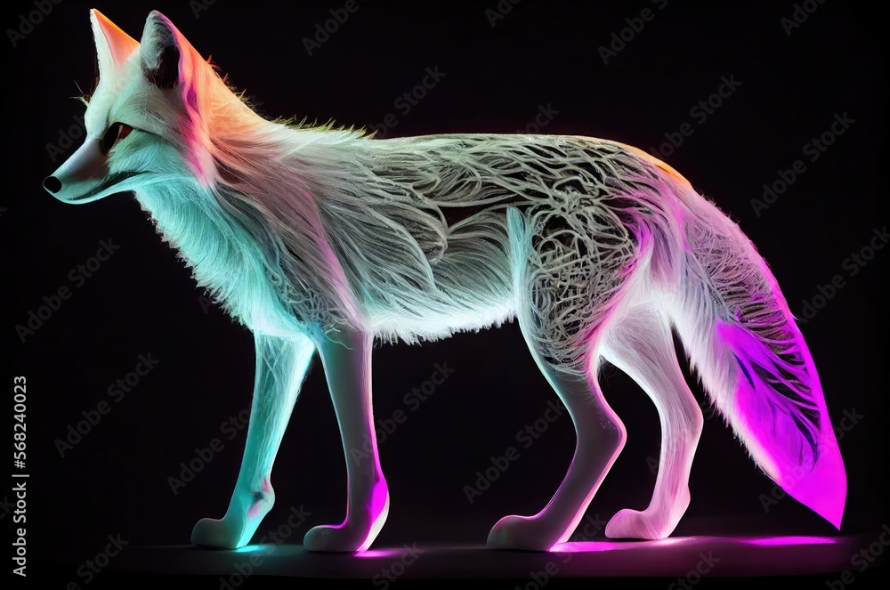 Obraz premium White Fox Multi Color Style Generative AI