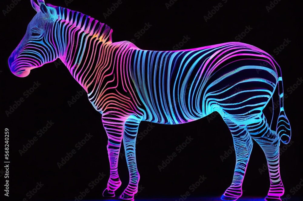 Naklejka premium Zebra Multi Color Style Generative AI