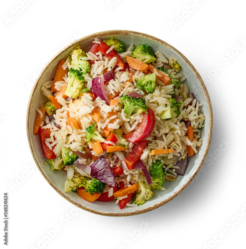 bowl of fried rice with vegetables