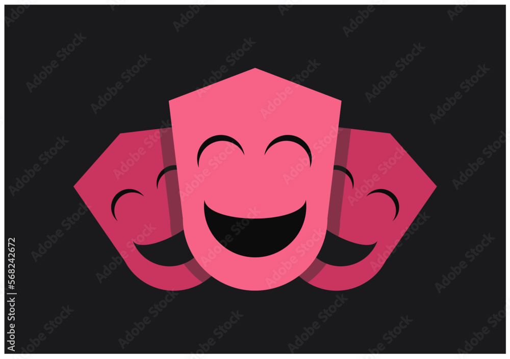 Fototapeta premium Three masks that laugh, simple vector illustration
