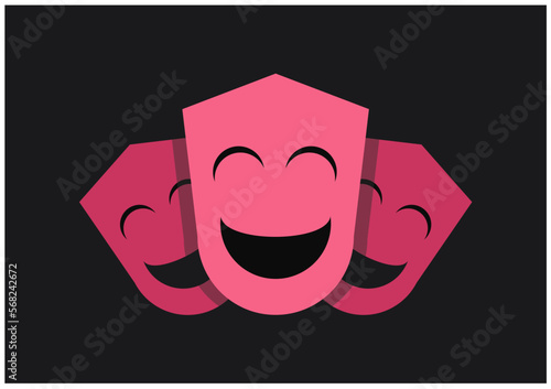 Three masks that laugh, simple vector illustration