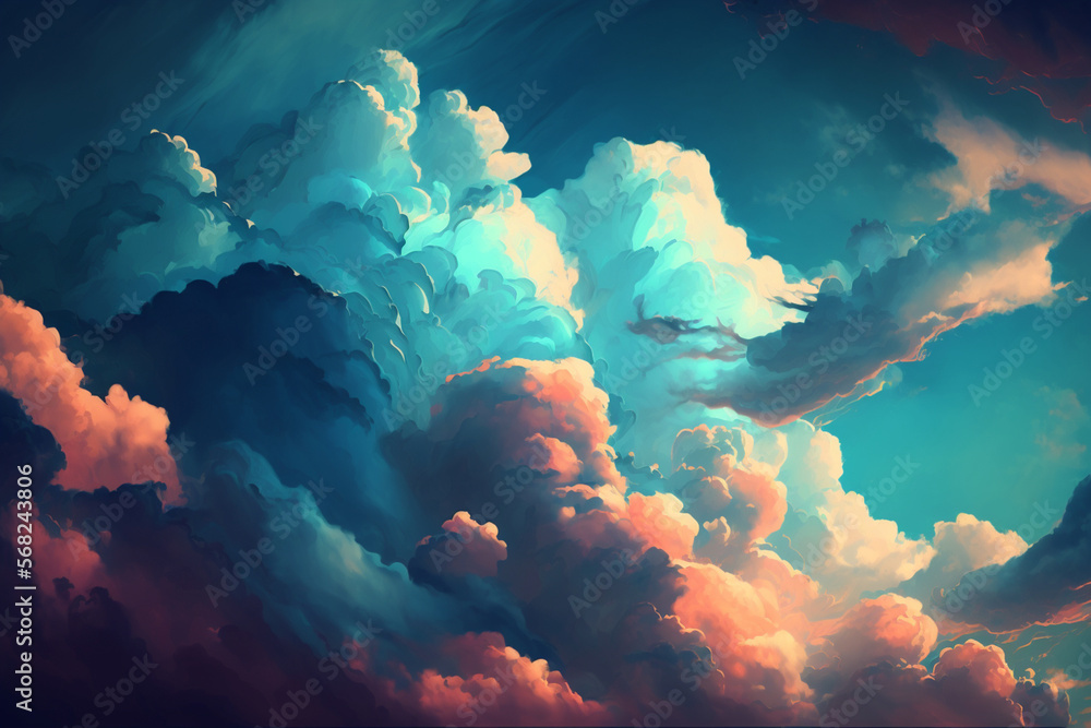Naklejka premium blue sky and clouds background, Generative AI 
