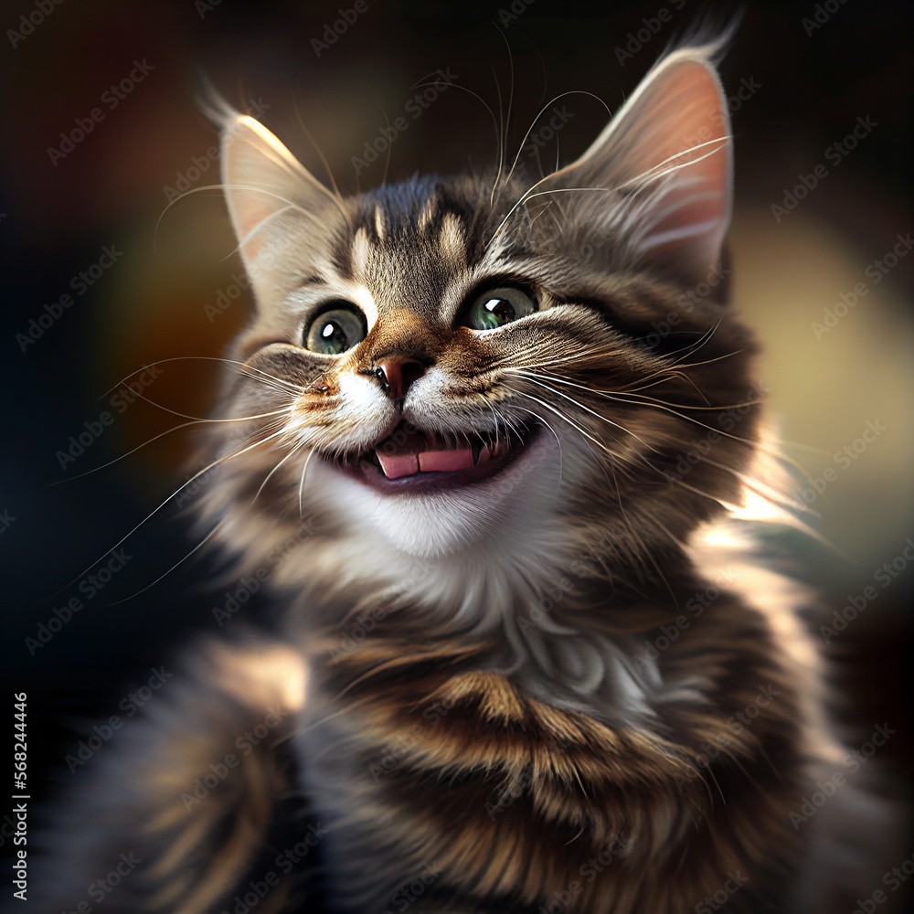 Portrait of a cat smiling