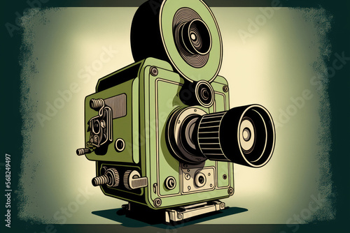 image of an up close vintage film camera. Generative AI photo