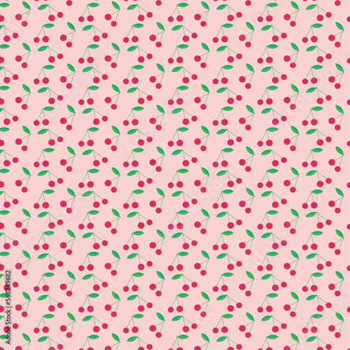 motif de cerise sur fond rose, fond d'emballage, illustration vectorielle d'impression