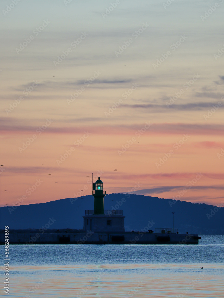 magical sunset over the Adriatic sea an Split Croatia in winter