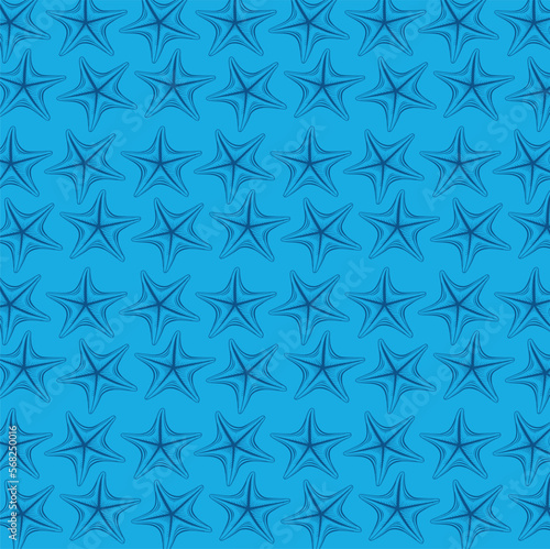 Sea star vector seamless pattern