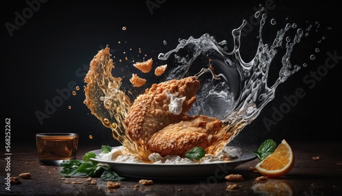 Fried Chicken wings and legs. Bucket full of crispy kentucky fried chicken, hot wings, generative by AI