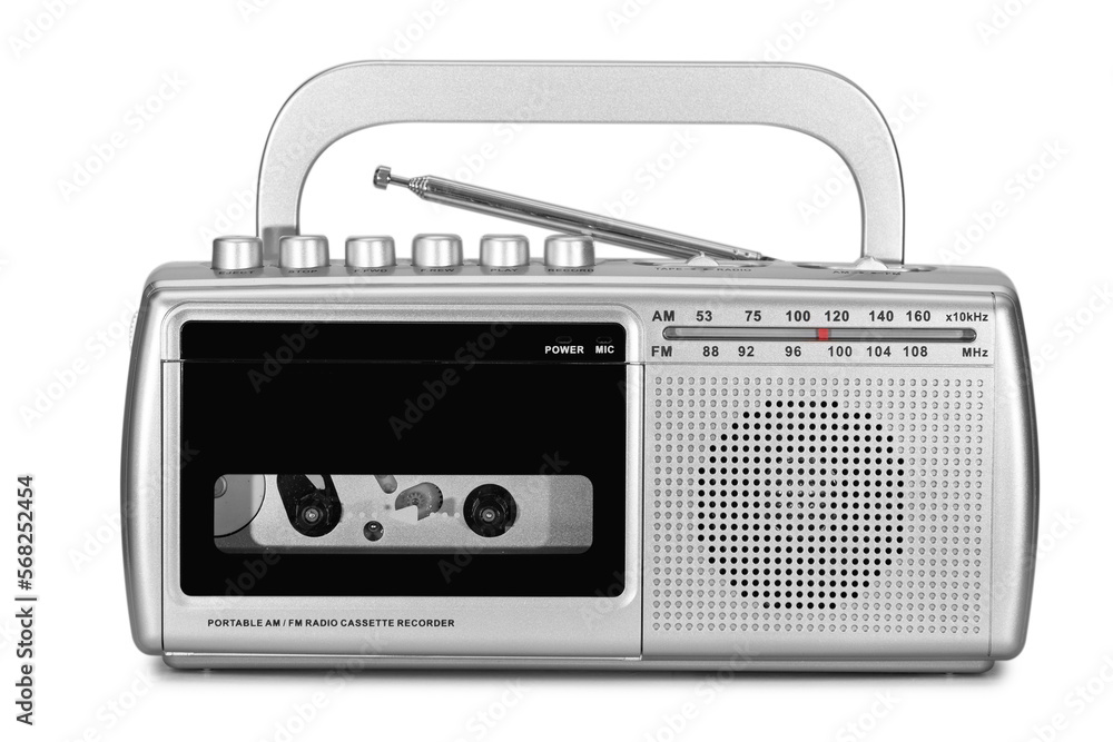 Portable retro radio isolated on white background Portable retro radio isolated on white background