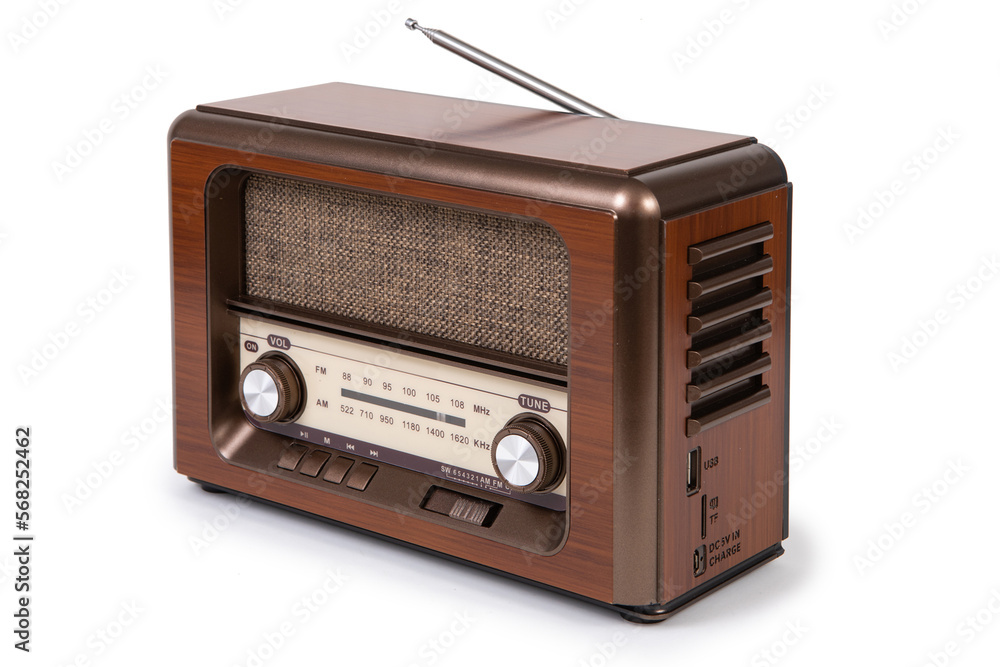 Portable retro radio isolated on white background Portable retro radio isolated on white background