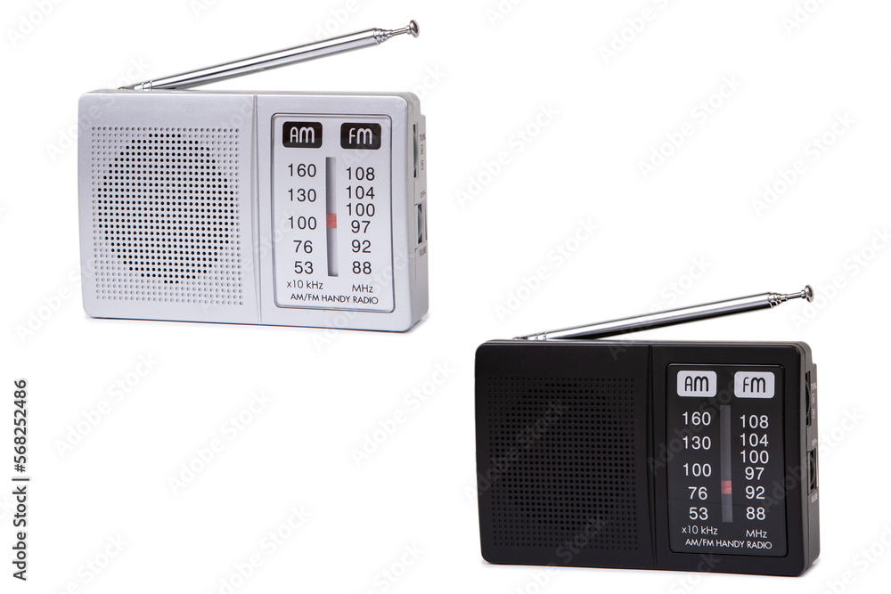 Fototapeta premium Portable retro radio isolated on white background