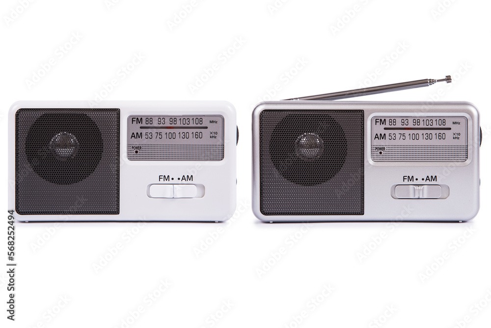 Portable retro radio isolated on white background Portable retro radio isolated on white background
