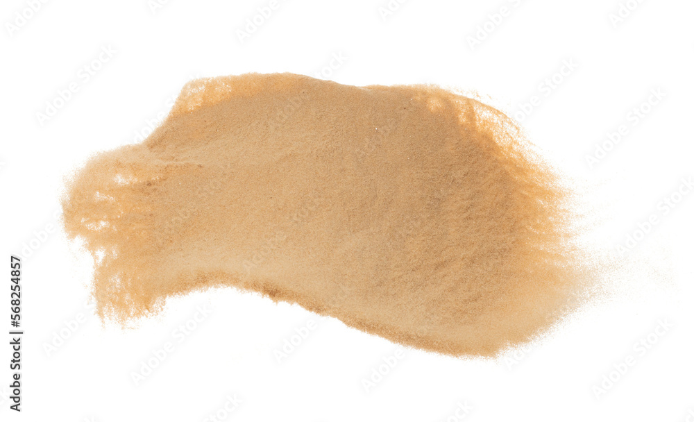 Small size fine Sand flying explosion, Golden grain wave explode. Abstract cloud fly. Yellow colored sand splash silica in Air. White background Isolated high speed shutter, throwing freeze shot Small size fine Sand flying explosion, Golden grain wave explode. Abstract cloud fly. Yellow colored sand splash silica in Air. White background Isolated high speed shutter, throwing freeze shot