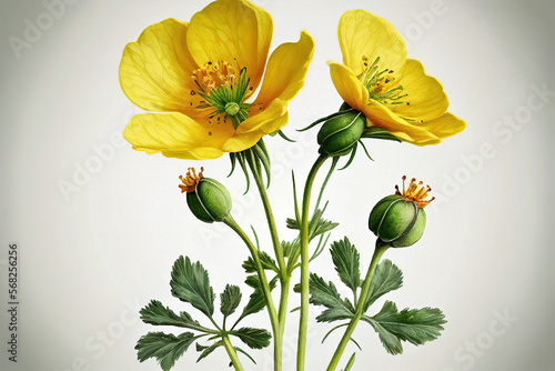 Buttercup Flowers, Illustration, Generative AI