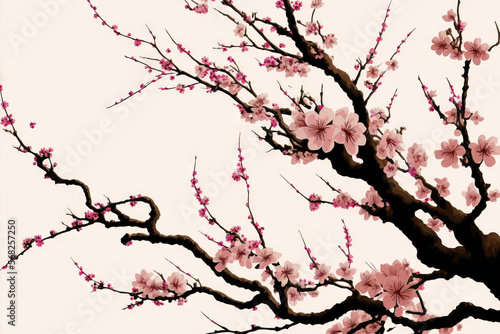 The cherry blossoms are in full bloom in the spring. Generative AI