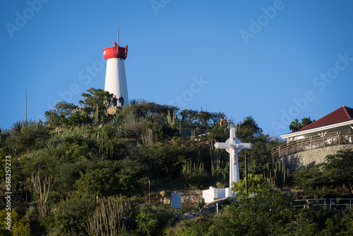 Headland overlooking the port of Gustavia, capital of the French Caribbean island of St Barth photo