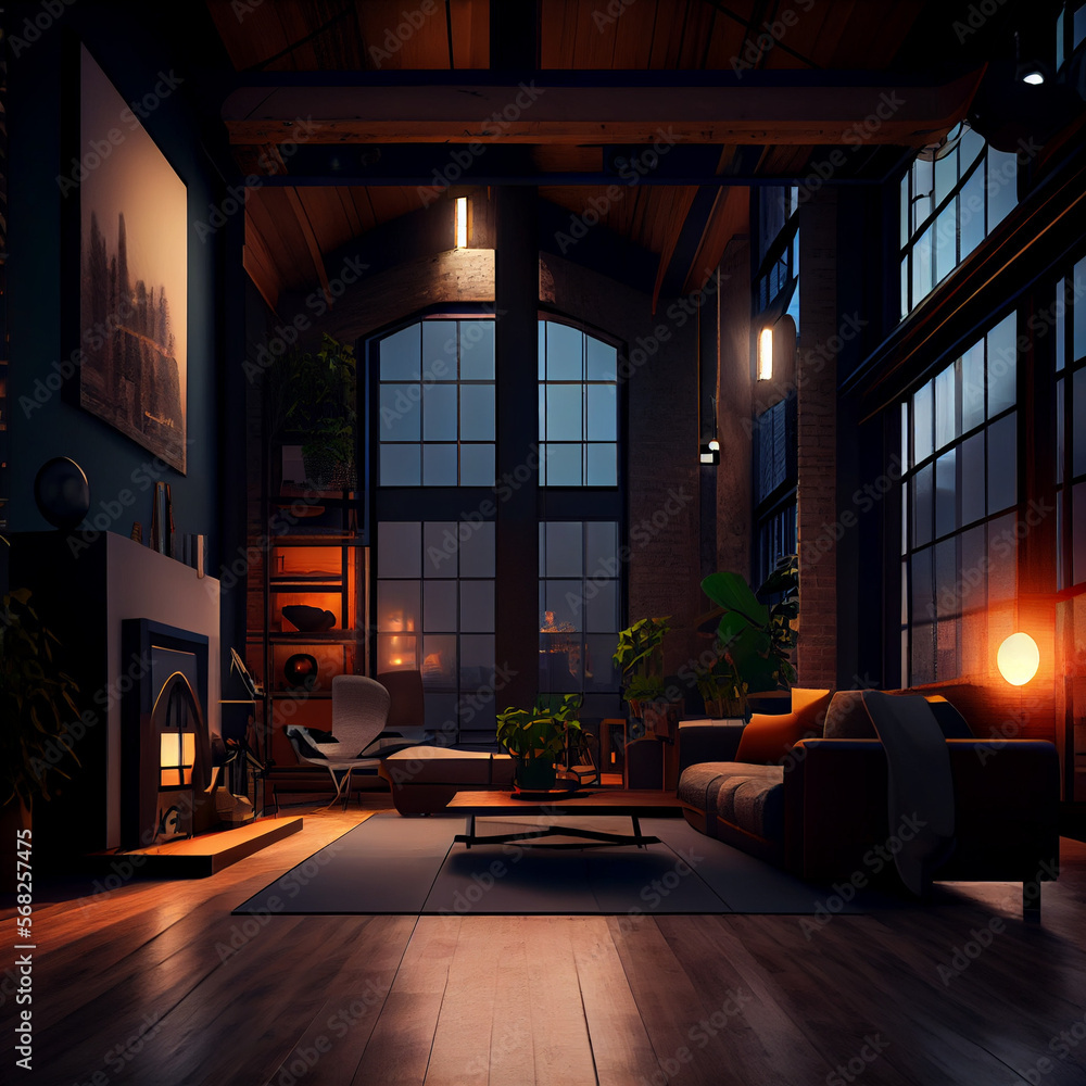 Fototapeta premium Modern industrial style home interior project