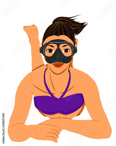 Illustration of a woman in Scuba mask