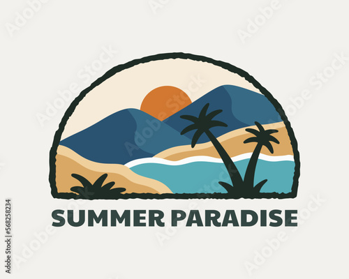 Summer paradise design for t-shirt, badge, sticker, etc