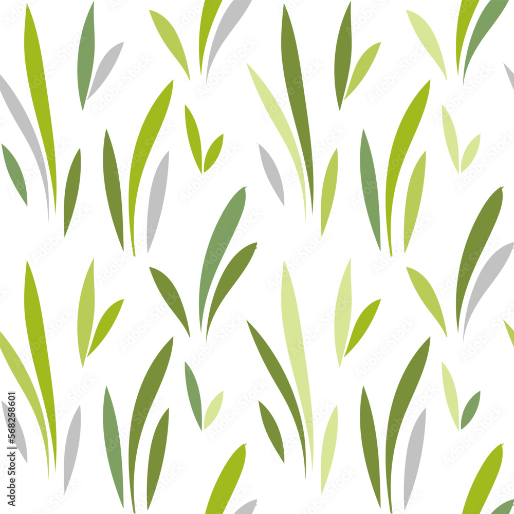 Floral leaf seamless pattern. Spring grass leaves vector background, flower herb textile print, bamboo grass brunches Floral leaf seamless pattern. Spring grass leaves vector background, flower herb textile print, bamboo grass brunches