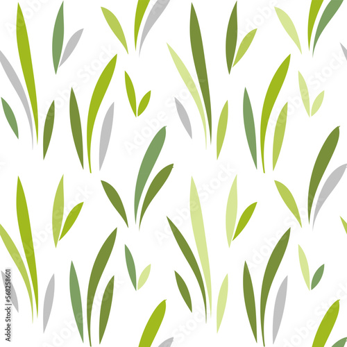 Floral leaf seamless pattern. Spring grass leaves vector background, flower herb textile print, bamboo grass brunches