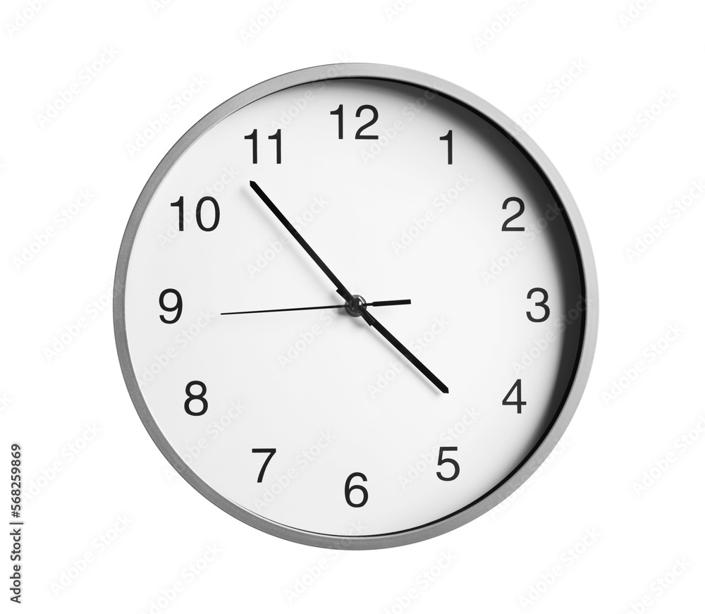 Stylish round clock isolated on white. Interior element Stylish round clock isolated on white. Interior element