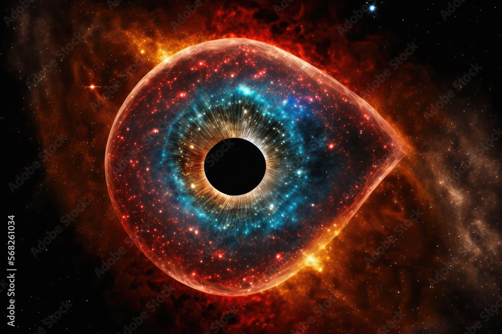Helix Nebula (God's Eye) with an Eye. Generative AI Helix Nebula (God's Eye) with an Eye. Generative AI