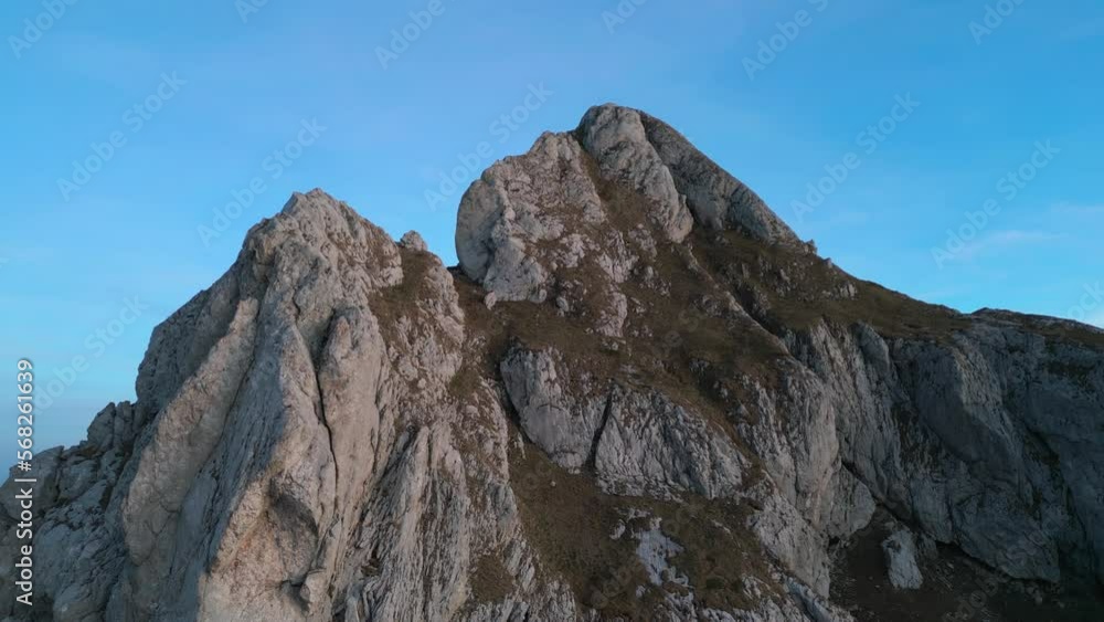 Mountain peak in blue hour, aerial view Mountain peak in blue hour, aerial view