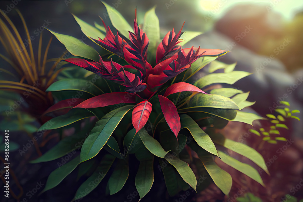 Obraz premium a small plant, tropical, reddish leaves