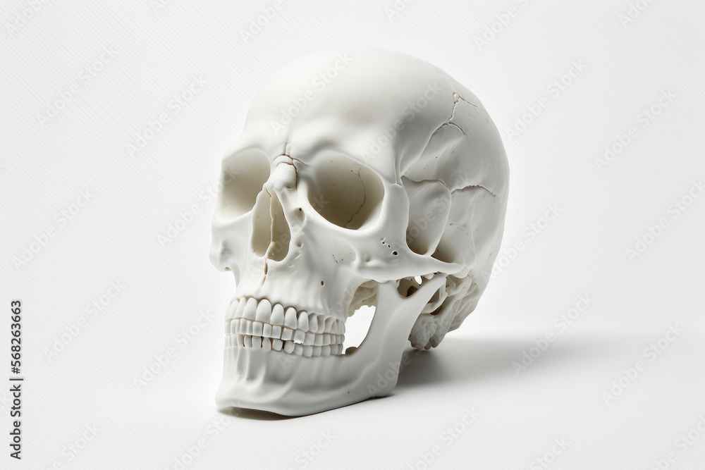 isolated human skull on a white backdrop. Generative AI isolated human skull on a white backdrop. Generative AI