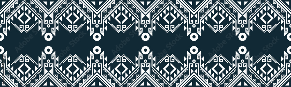 seamless pattern abstract ethnic geometric embroidery design repeating background texture in black and white.wallpaper and clothing. EP.3
