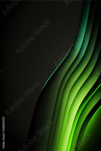 Green abstract vector on black Background Generative Ai
