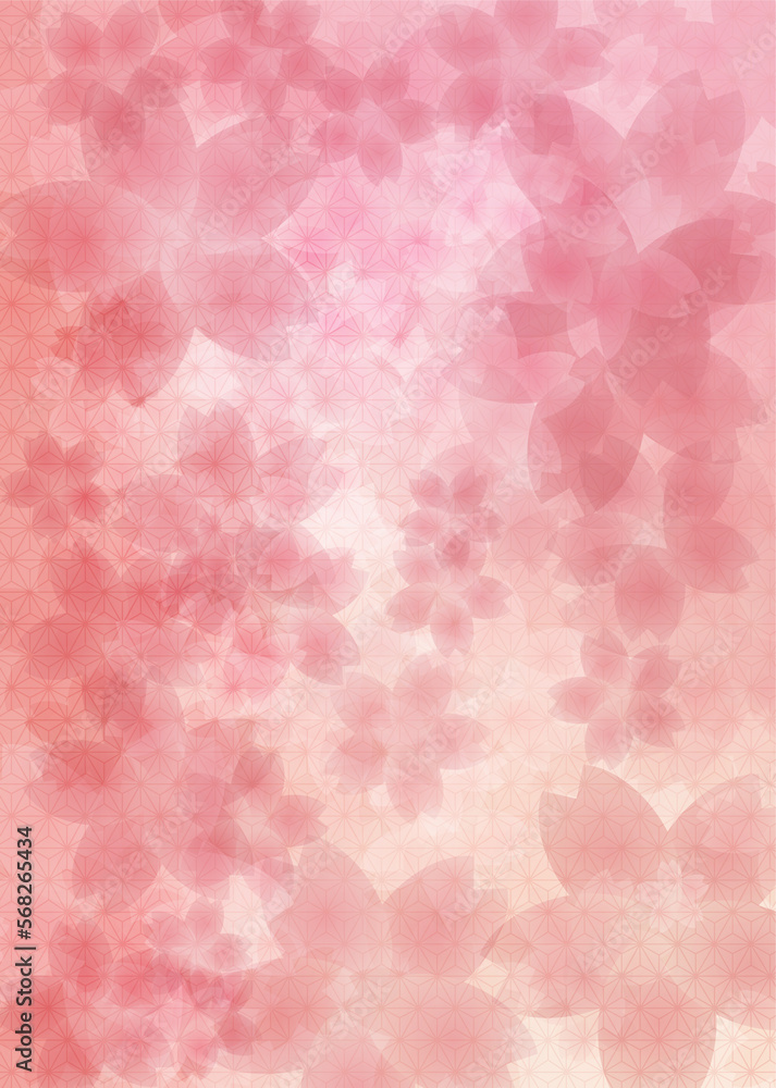 麻の葉模様　ピンクの春色背景イラスト