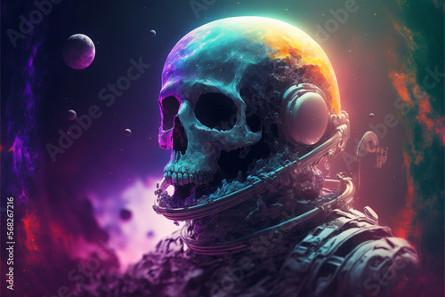 Astronaut in space with many vivid colors in RGB  Generative Ai