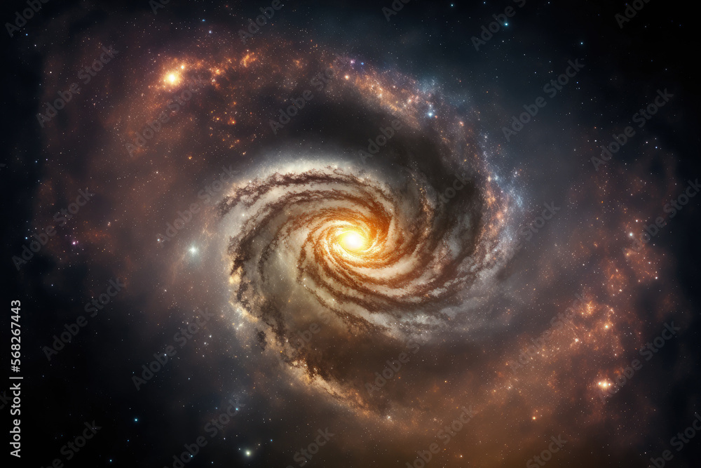 Milky Way galaxy in the cosmos, including stars and cosmic dust. Generative AI