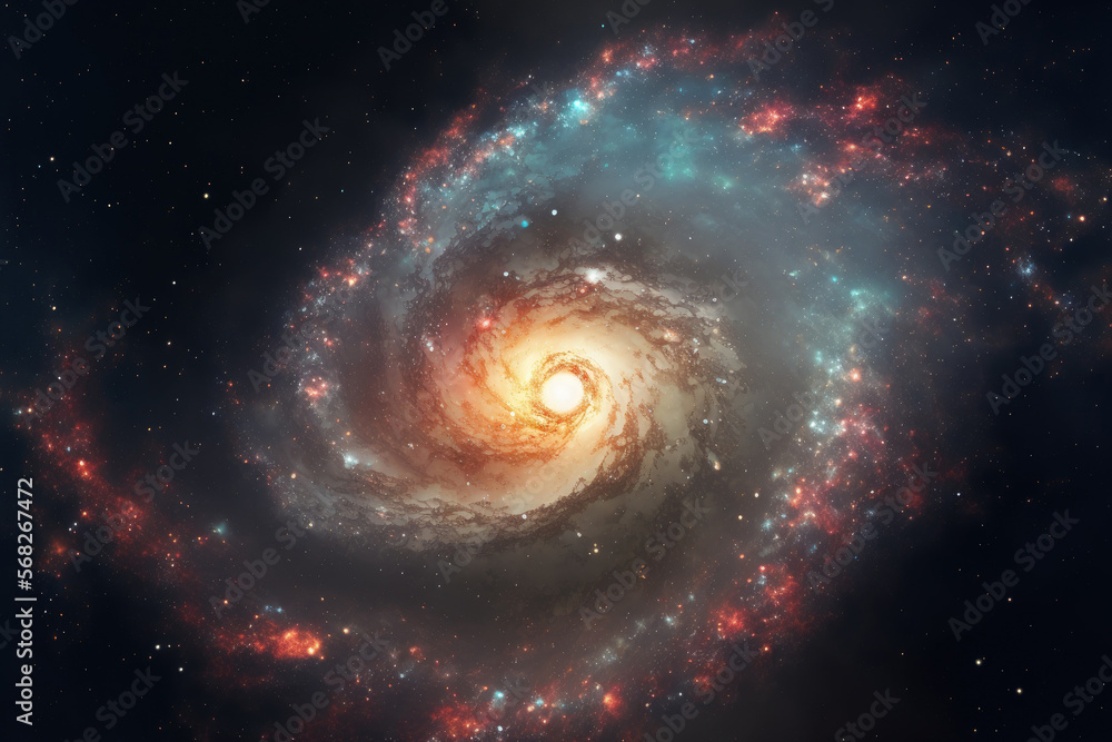 Obraz premium a view of a galaxy in the universe with stars and space dust. Generative AI